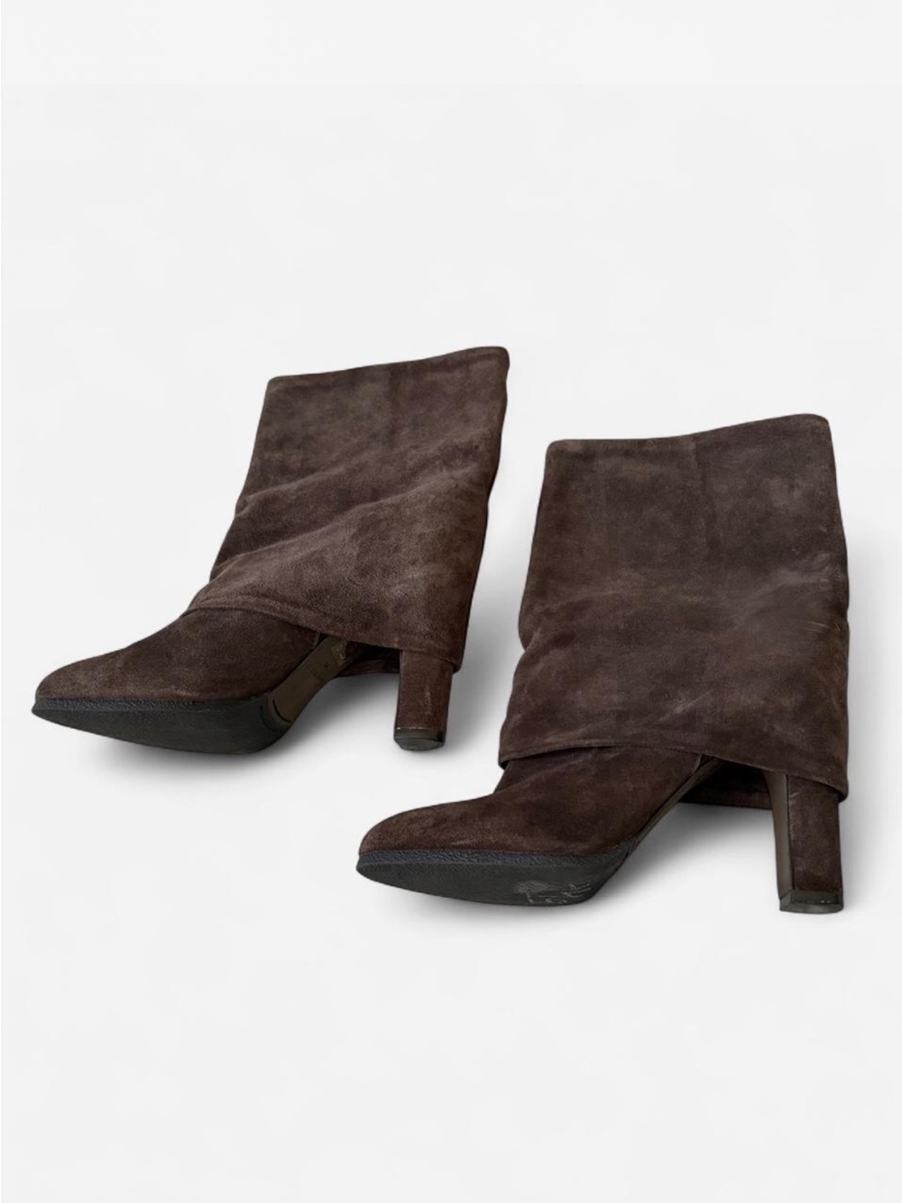 Theory Brown Suede Foldover Slouch Boots EU 40 Leather Lined Brazil $500